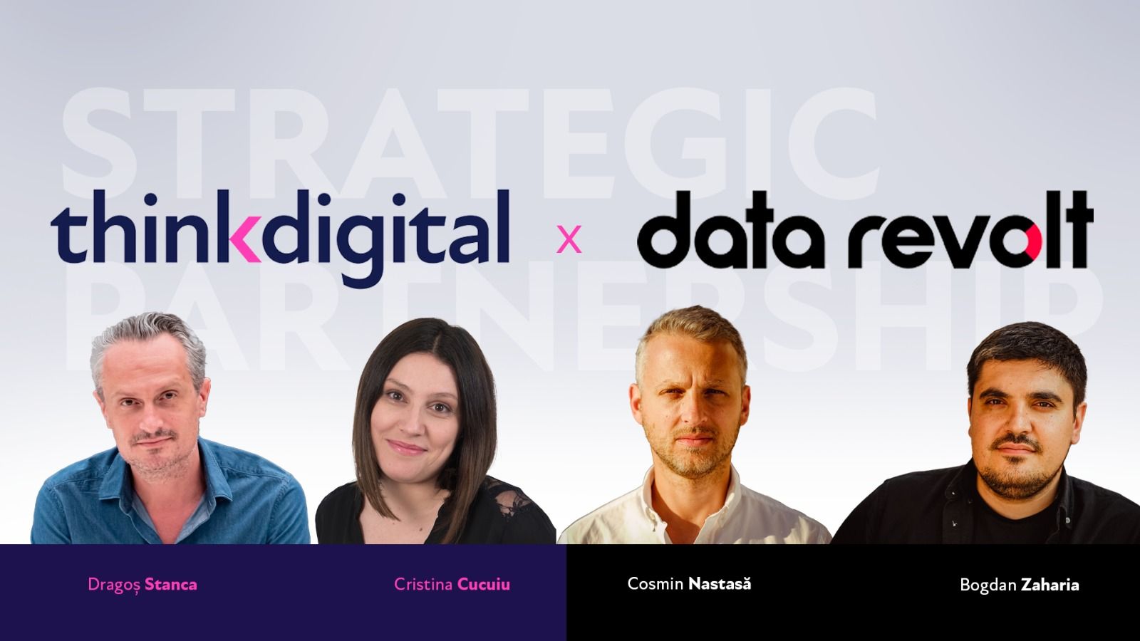 Rețeaua de media online Thinkdigital și agenția de data marketing Data Revolt au anunțat azi semnarea unui parteneriat strategic